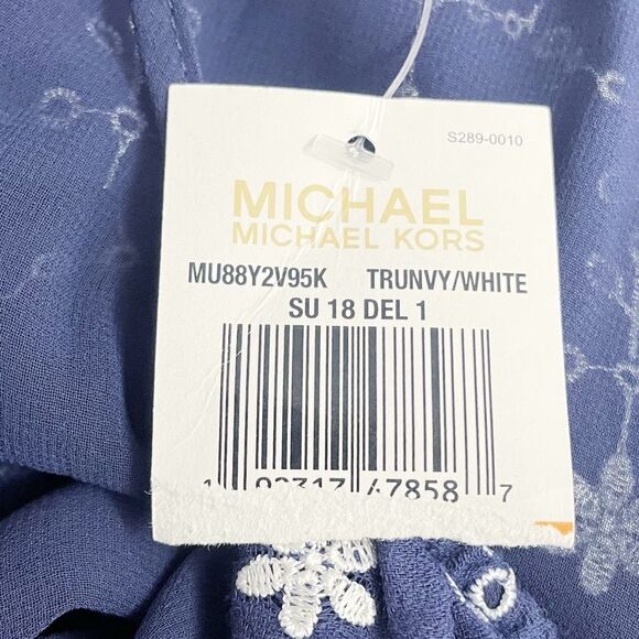 NWT Michael Kors Navy & White Floral Embroidered Halter Dress Size Small NEW - Picture 10 of 14